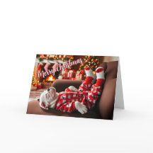 Tarjeta de Navidades American Bulldog Sweet Dreams