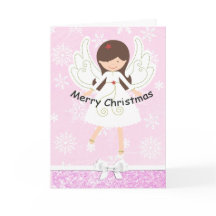 Tarjeta de Navidades Angel Rosa y Snowflakes de bo