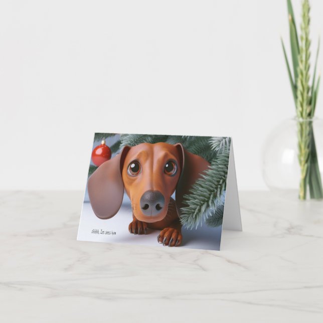 Tarjeta de Navidades animados Dachshund 3D (Anverso)