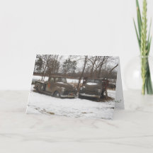 Tarjeta de Navidades "antiguos camiones molino de 