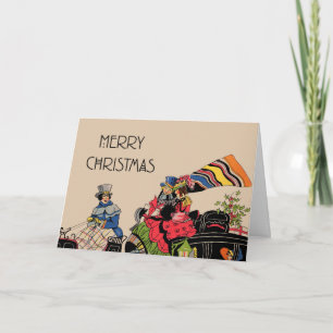 Tarjeta de Navidades Art Deco de época