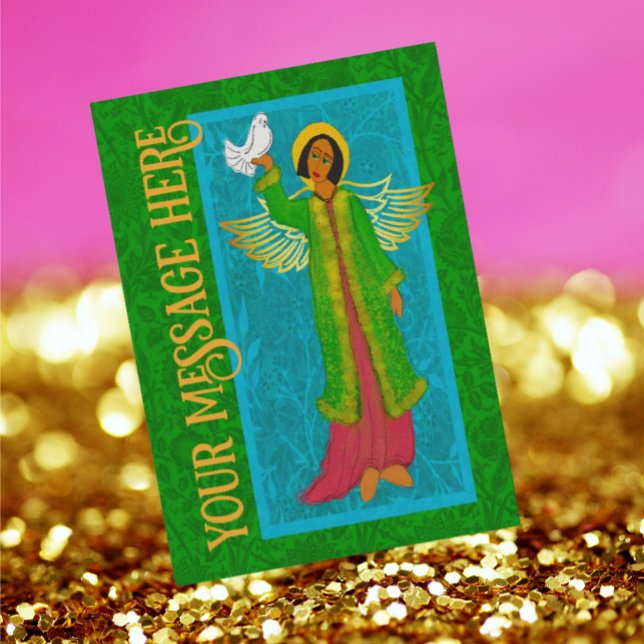 Tarjeta de Navidades Art Nouveau William Morris Re (Art Nouveau Angel with dove.
Personalize it!)