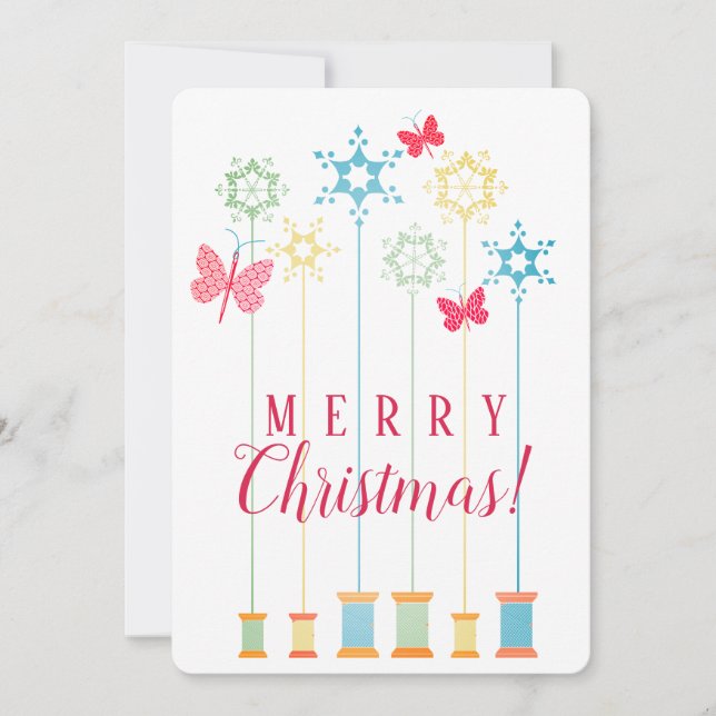 Tarjeta de Navidades artesanales de mariposas de h (Anverso)