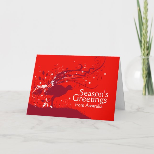 Tarjeta de Navidades australianos roja (Anverso)