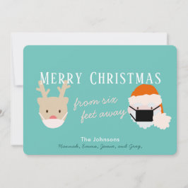 Tarjeta de Navidades azules de máscara de reno y S