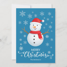Tarjeta de Navidades azules de Snowman navidad