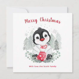 Tarjeta de Navidades Baby Penguin Cute