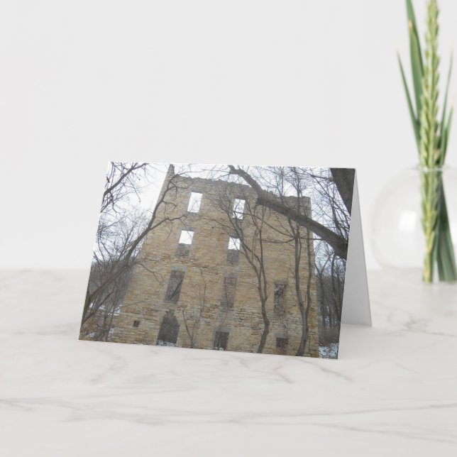 Tarjeta de Navidades "Back of Oxford Mill Ruins" (Anverso)