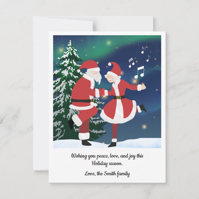 Tarjeta de Navidades bailarines Fun Santa y Mrs Cl (Anverso)