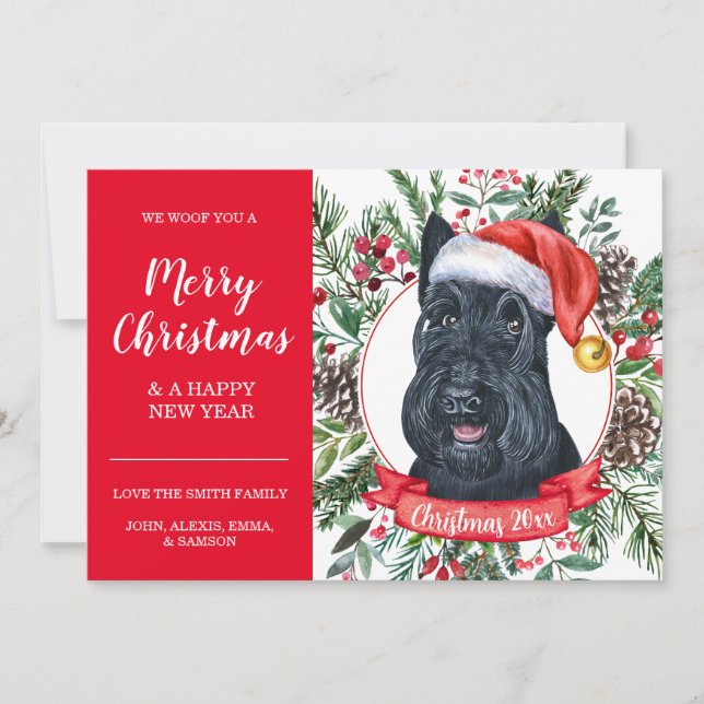 Tarjeta de Navidades baratos de perro de terror es (Anverso)