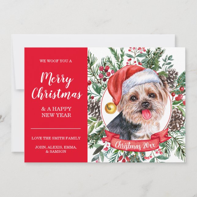 Tarjeta de Navidades baratos de Yorkshire Terrier  (Anverso)