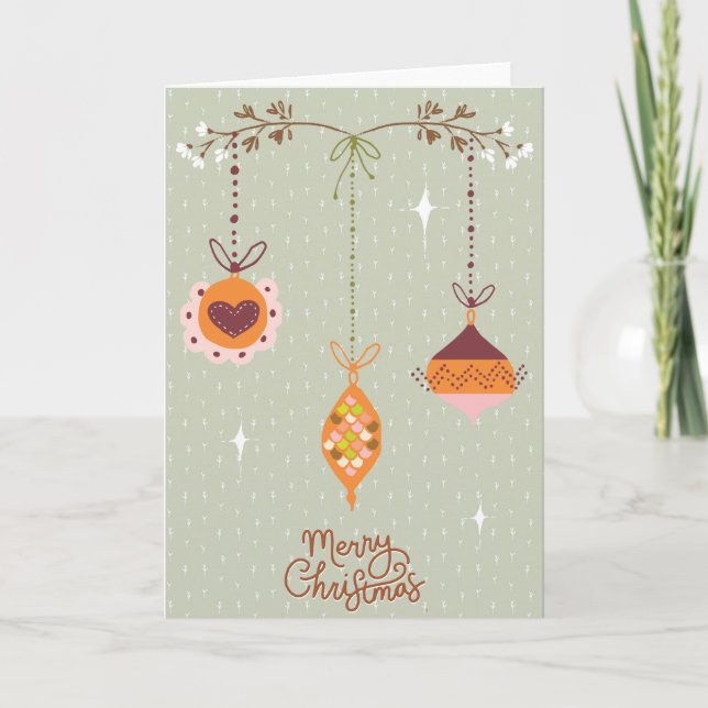 tarjeta de navidades - baubles rústicos estilo Boh (Anverso)