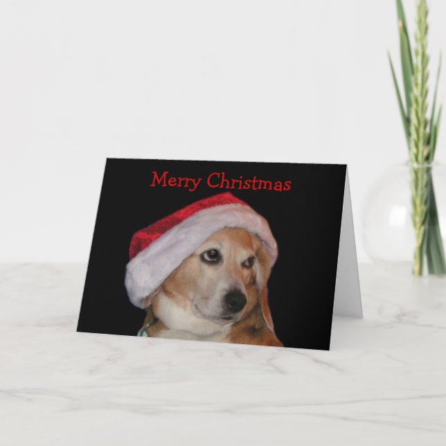 Tarjeta de Navidades Beagle (Santa) (Anverso)