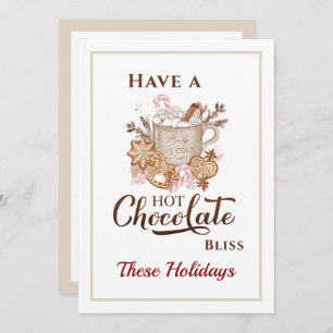 Tarjeta de Navidades beiges modernos con chocolate