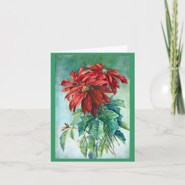 Tarjeta de Navidades Bellas Artes Poinsettias (Anverso)