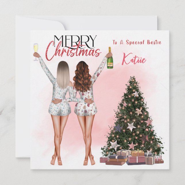 Tarjeta de Navidades Bestie BFF mejor amigo person (Anverso)