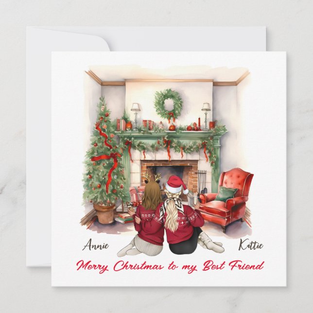 Tarjeta de Navidades Bestie de Feliz Navidad a man (Anverso)