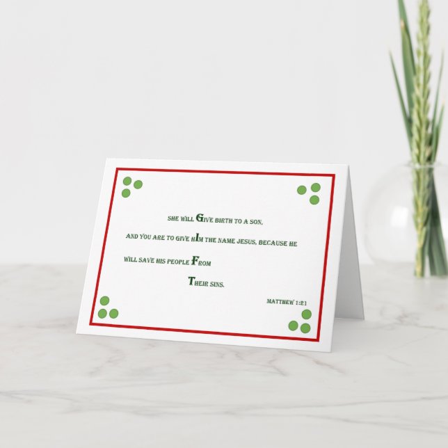Tarjeta de Navidades Biblia Verse - Mateo 1:21 (Anverso)
