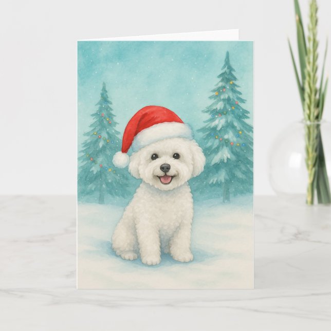 Tarjeta de Navidades Bichon Frise - Tarjeta de vac (Anverso)