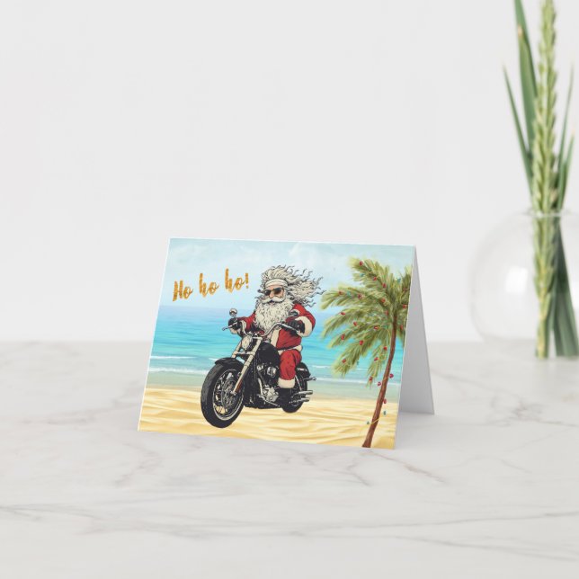 Tarjeta de Navidades Biker Santa (Anverso)