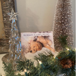 Tarjeta de Navidades blancos del perro de Golden R