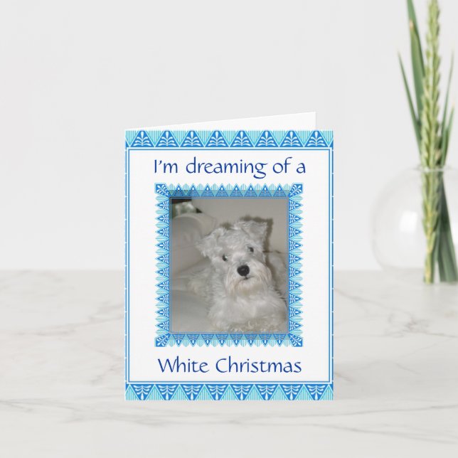 Tarjeta de Navidades blancos Schnauzer (Anverso)