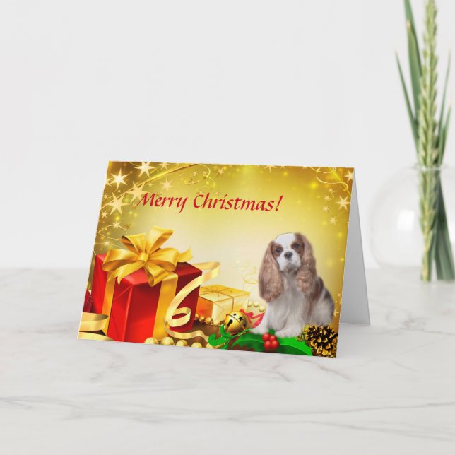 Tarjeta de Navidades Blenheim Cavalier (Anverso)