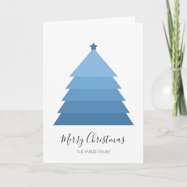 Tarjeta de Navidades Blue Christmas Tree (Anverso)