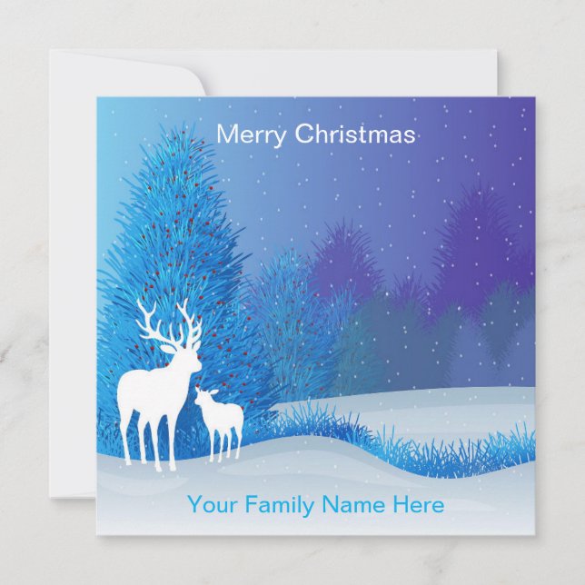 Tarjeta de Navidades Blue Elk Deer Nature (Anverso)