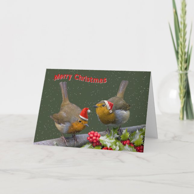 Tarjeta de Navidades Bobbin' Robins (Anverso)