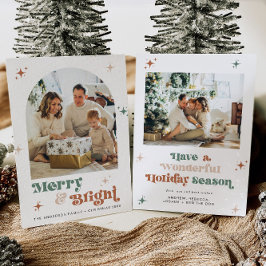 Tarjeta de Navidades Boho 2 festividades retro