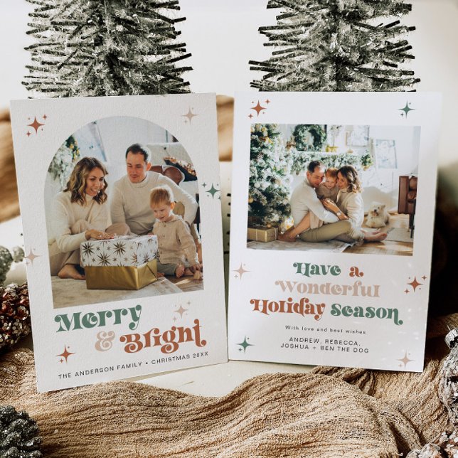 Tarjeta de Navidades Boho 2 festividades retro (Subido por el creador)