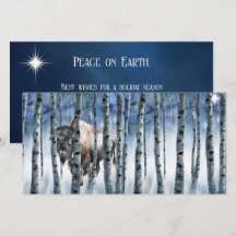 Tarjeta de Navidades Buffalo Bison Winter Woods
