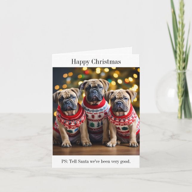 Tarjeta de Navidades Bull Mastiff Puppies (Anverso)