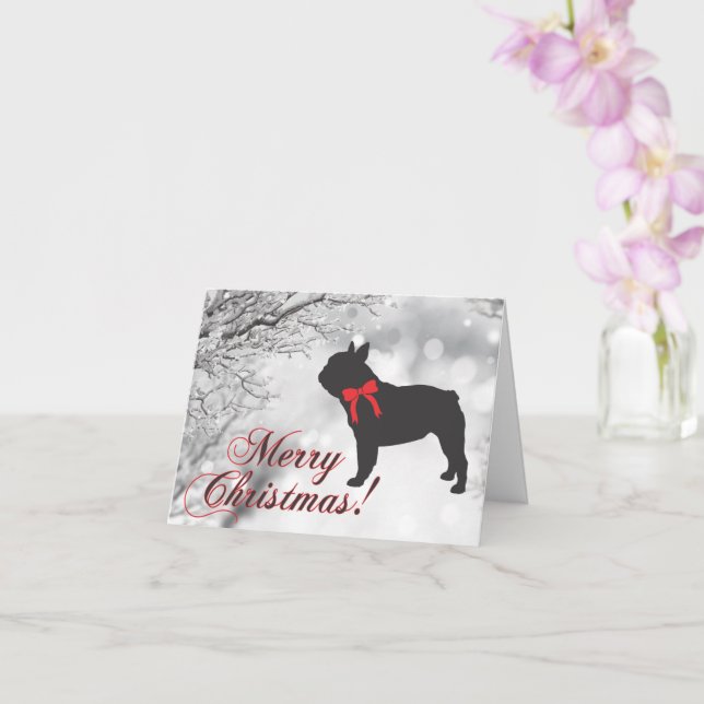 Tarjeta de Navidades bulldog/Bulldog francés (Orquídea)
