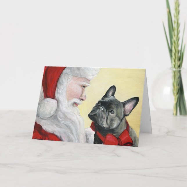 Tarjeta de Navidades "Bulldog francés en el laúd d (Anverso)