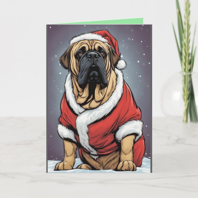 Tarjeta de Navidades Bullmastiff (Anverso)