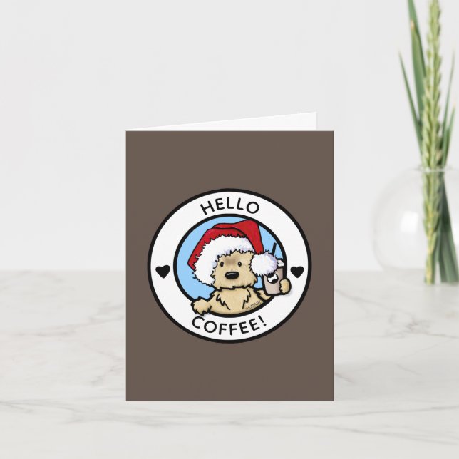 Tarjeta de Navidades Cairn Terrier Coffee Lover (Anverso)