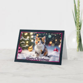 Tarjeta de Navidades Calico Kitten