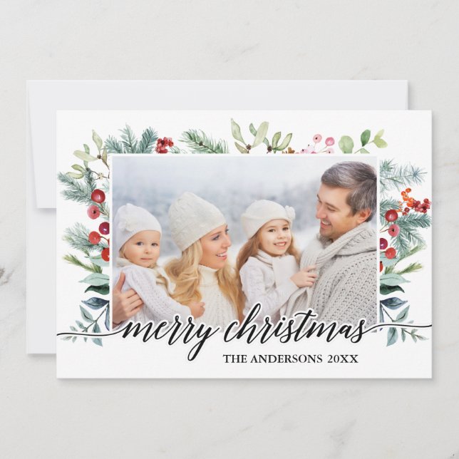 Tarjeta de Navidades Calligraphy Watercolor Greene (Anverso)