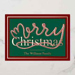 Tarjeta de Navidades Candy Cane - franja verde y r