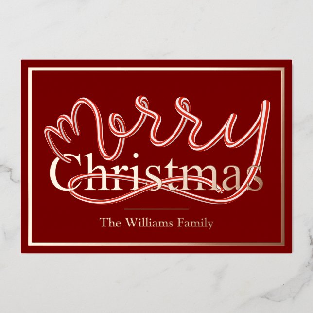 Tarjeta de Navidades Candy Cane Relieve metalizado (Anverso)