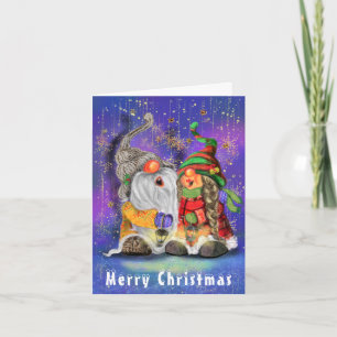 Tarjeta de Navidades cantantes de parejas felices