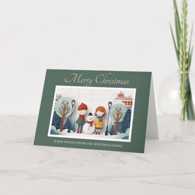 Tarjeta de Navidades caprichosos con diseño de pap (Anverso)