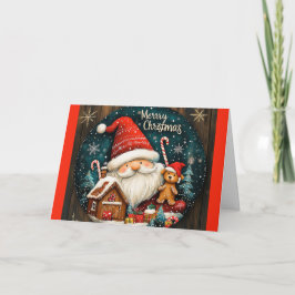 Tarjeta de Navidades caprichosos de Santa y Juguet