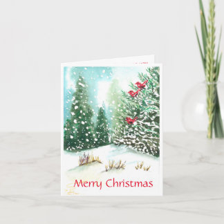 Tarjeta de Navidades Cardinal Winter Scene