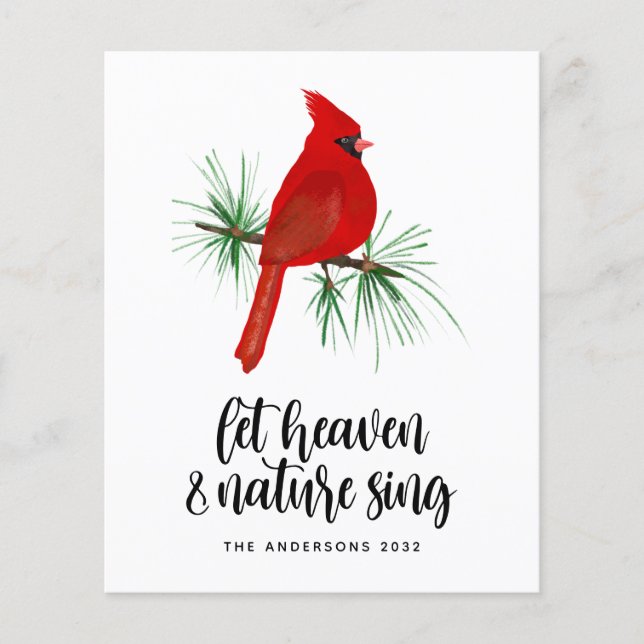 Tarjeta de Navidades cardinales de canto de cielo  (Anverso)