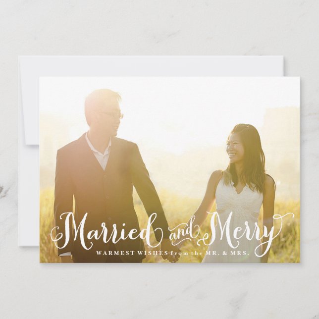 Tarjeta de Navidades casados y merry recién casado (Anverso)