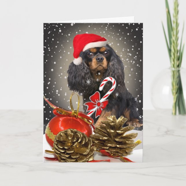 Tarjeta de Navidades Cavalier King Charles (Anverso)