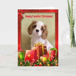 Tarjeta de Navidades Cavalier Spaniel Puppy